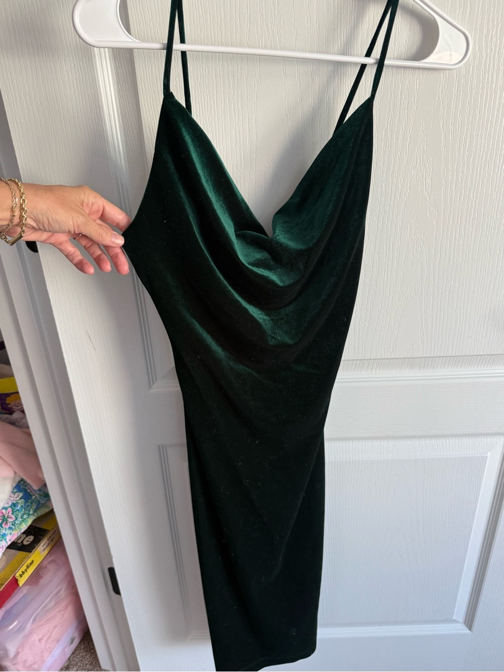 Lulu's Emerald Green Velvet Cowl Slip Dress